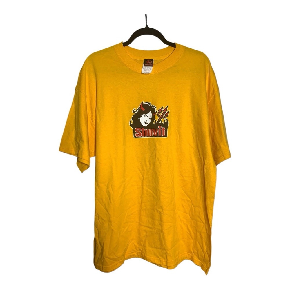 Vintage Rare Shuvit Skateboard Shirt She Devil USA Men's XL Yellow Y2k 90s